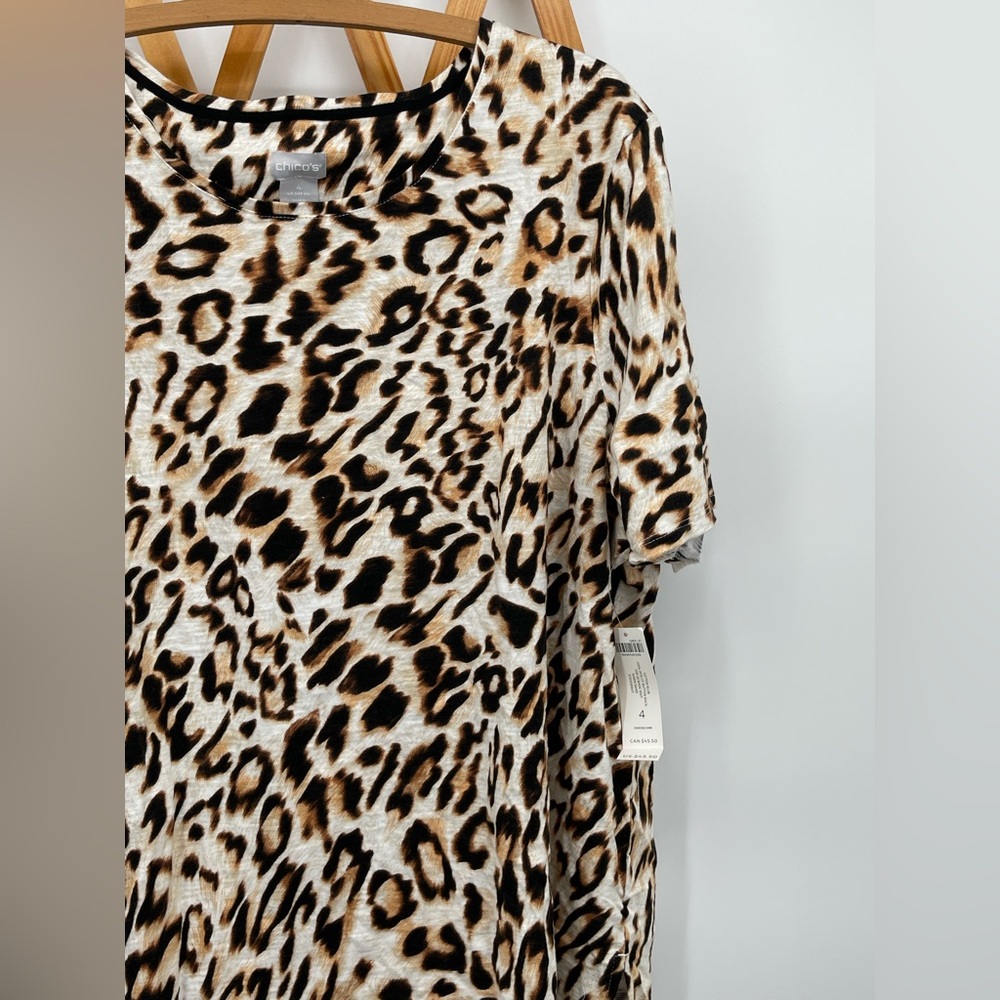 ⭐️Chico’s Leopard Print Short Sleeve Top - Picture 2 of 12